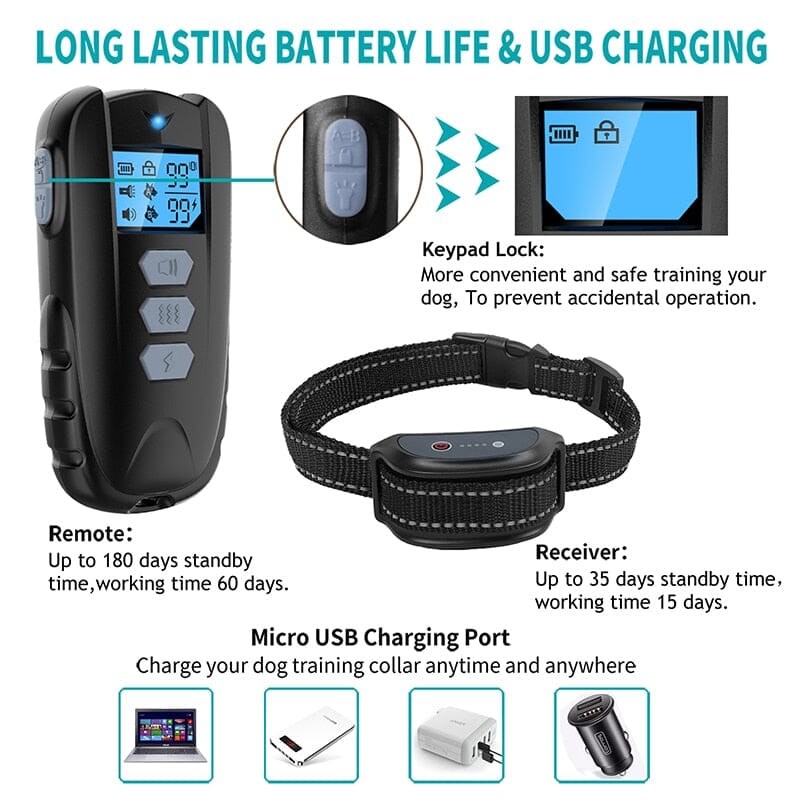 1000ft Electric Dog Training Remote Control Collars 0 Barking Bears