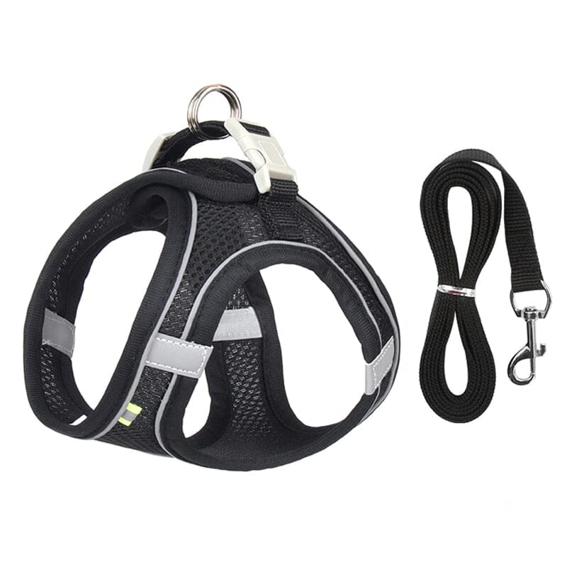 Adjustable Puppy Cat Harness Vest Walking Lead Leash 0 My Store Black XXS 0.5-1.5 kg