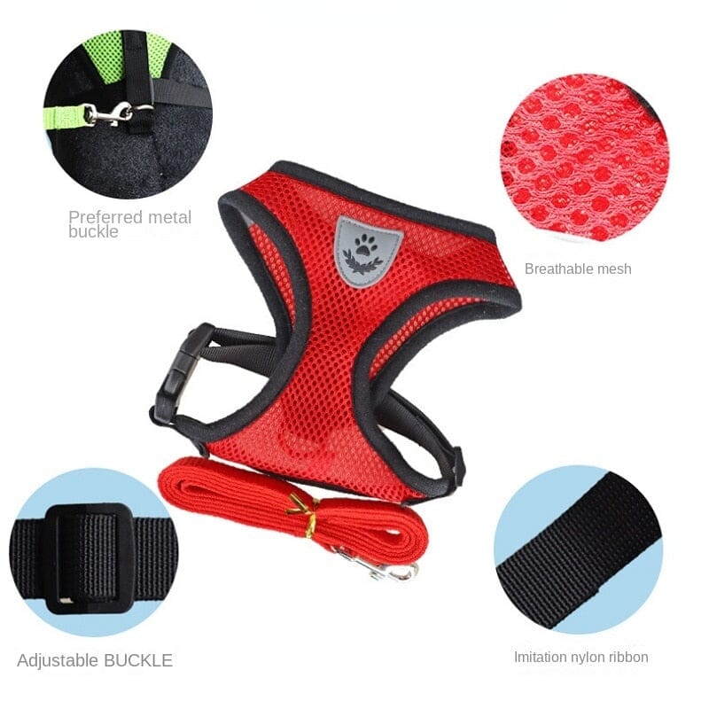 Pet Harness Adjustable Mesh Vest Walking Lead Leash 0 My Store
