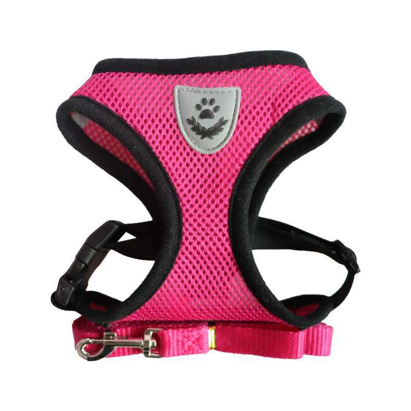 Pet Harness Adjustable Mesh Vest Walking Lead Leash 0 My Store rose red S(1.5-2.5kg)