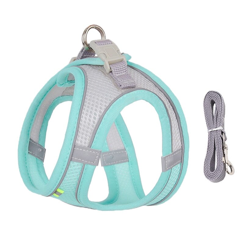 Adjustable Puppy Cat Harness Vest Walking Lead Leash 0 My Store Cyan XXS 0.5-1.5 kg 