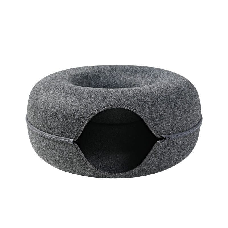 Four Seasons Pet Wool Felt Tunnel Interactive Play Bed 0 My Store Deep Grey 50 x 50 x 20cm 